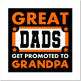 Promoted To Grandpa Saying Typography White Orange Posters and Art